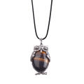 Herren Tiger Eye Stein Anhänger Halskette Silber versilbert Eule Vintage Halskette Schmuck